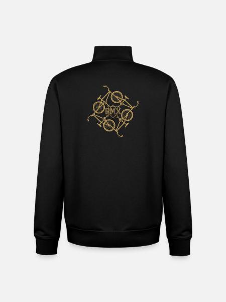 Gold BMX Orbit Pattern - Unisex Organic Zip Sweatshirt by Stanley/Stella - black