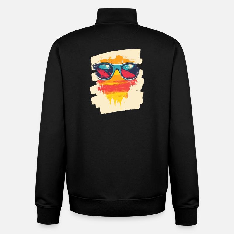 Sunglasses Summer Palm Trees - Unisex Organic Zip Sweatshirt by Stanley/Stella - black
