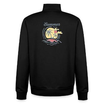 Tropische Sommer-Sonnenuntergangslandschaft - Unisex Organic Zip Sweatshirt von Stanley/Stella - Schwarz - Hinten - AI Model Male 185 light (185cm)