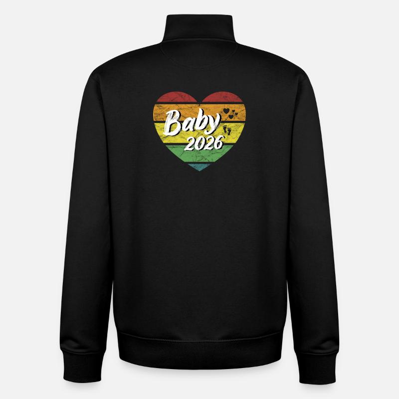 Bébé 2026 nouveau-né grossesse rétro - Sweat zippé unisexe en coton bio Stanley/Stella - noir