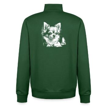 Cute Chihuahua in Lying Pose - Unisex Organic Zip Sweatshirt by Stanley/Stella - bottle green - Back - AI Model Male 185 dark (185cm)