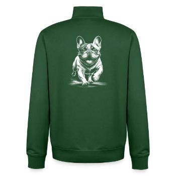 Laufende Französische Bulldogge im Zeichenstil - Unisex Organic Zip Sweatshirt von Stanley/Stella - Flaschengrün - Hinten - AI Model Male 185 dark (185cm)