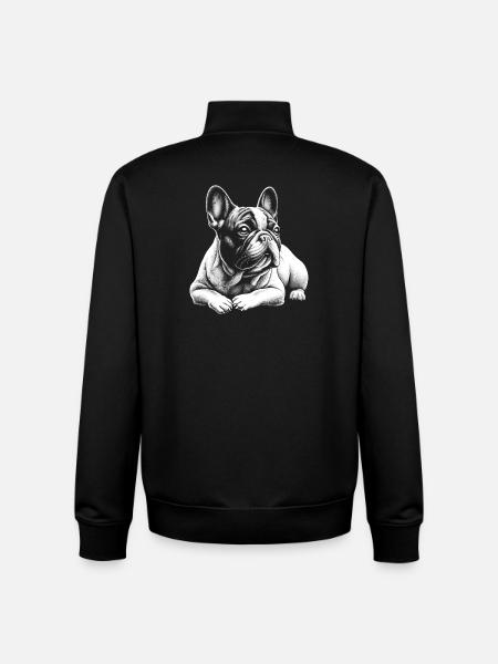 Cute French Bulldog in lying pose - Unisex Organic Zip Sweatshirt by Stanley/Stella - black