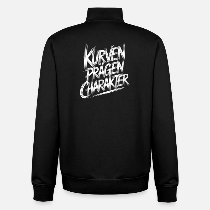 Courbes forme caractère - Sweat zippé unisexe en coton bio Stanley/Stella - noir