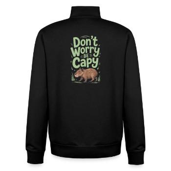 Capybara Dont Worry Be Capy Wasserschwein Nagetier - Unisex Organic Zip Sweatshirt von Stanley/Stella - Schwarz - Hinten - AI Model Male 185 light (185cm)
