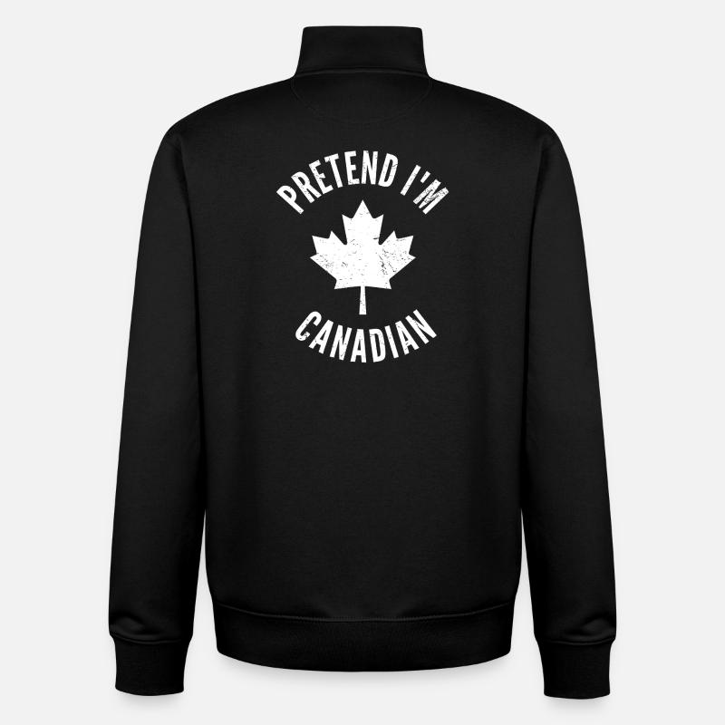 Faites semblant d’être une feuille d’érable canadienne - Sweat zippé unisexe en coton bio Stanley/Stella - noir