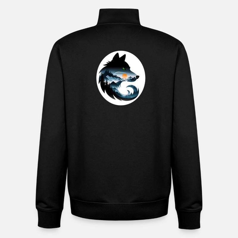 Wolf Landschaft - Unisex Organic Zip Sweatshirt von Stanley/Stella - Schwarz