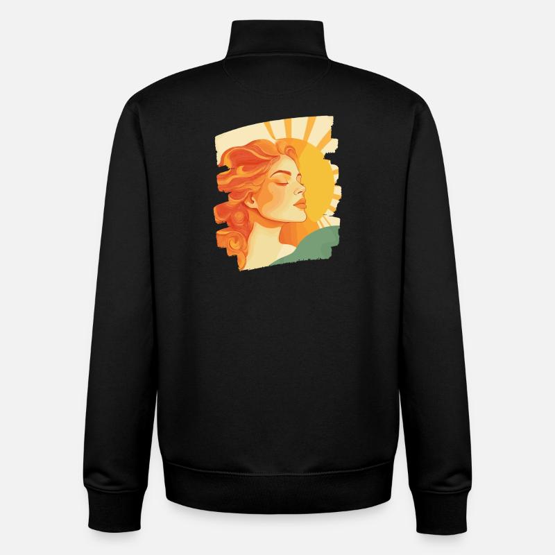Soleil d’été Rétro - Sweat zippé unisexe en coton bio Stanley/Stella - noir