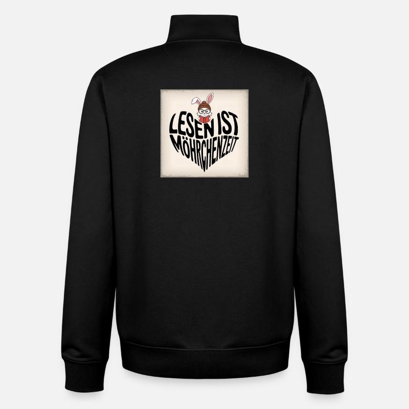Lesezeit mit Hasencharme - Unisex Organic Zip Sweatshirt von Stanley/Stella - Schwarz