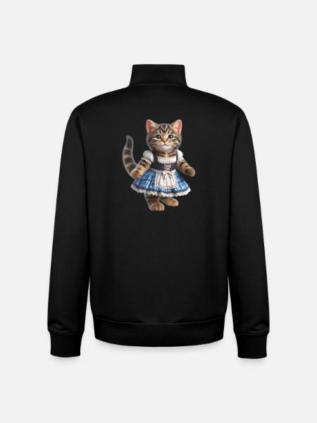 Mignon petit chat en dirndl - Sweat zippé unisexe en coton bio Stanley/Stella - noir