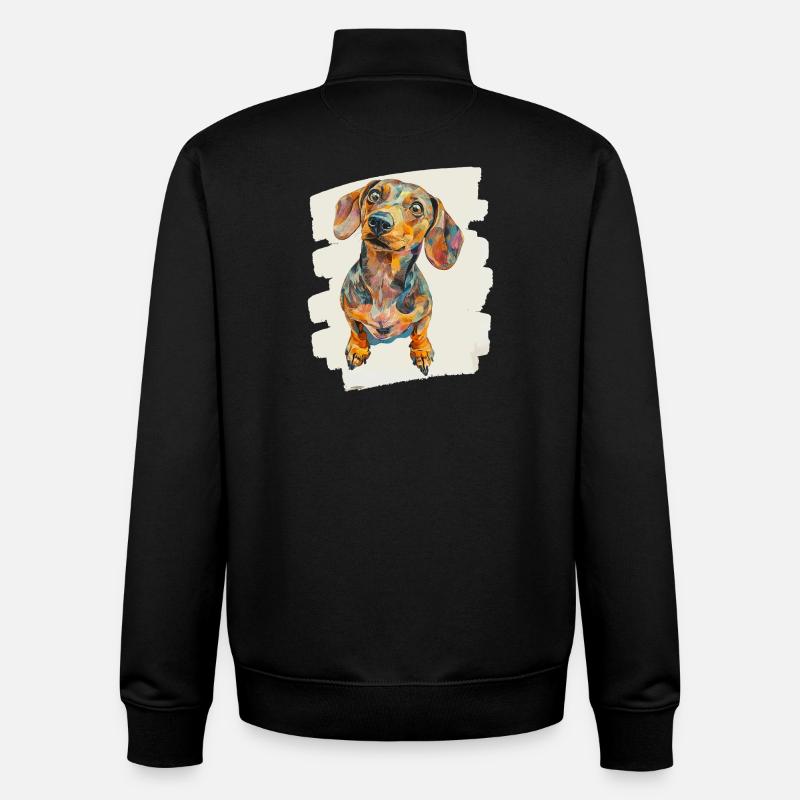 Teckel - Sweat zippé unisexe en coton bio Stanley/Stella - noir