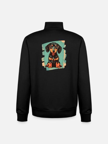 Teckel Dackel - Sweat zippé unisexe en coton bio Stanley/Stella - noir