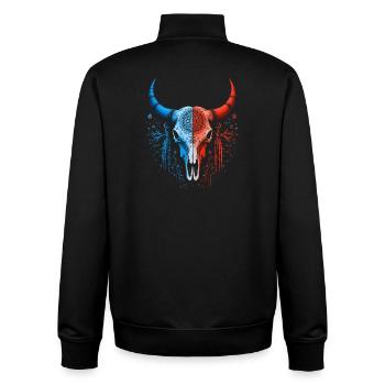Tête de Buffle Colorée Symétrique - Sweat zippé unisexe en coton bio Stanley/Stella - noir - Dos - AI Model Male 185 light (185cm)
