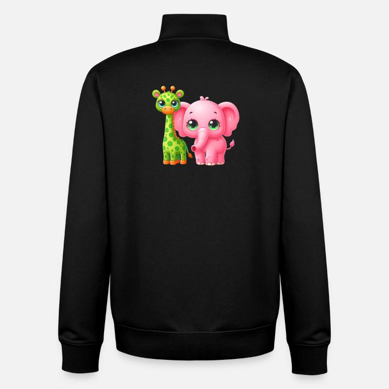 Illustration d’amitié animale mignonne - Sweat zippé unisexe en coton bio Stanley/Stella - noir