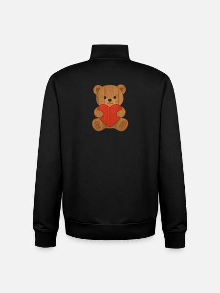 Teddy bear with heart - Unisex Organic Zip Sweatshirt by Stanley/Stella - black