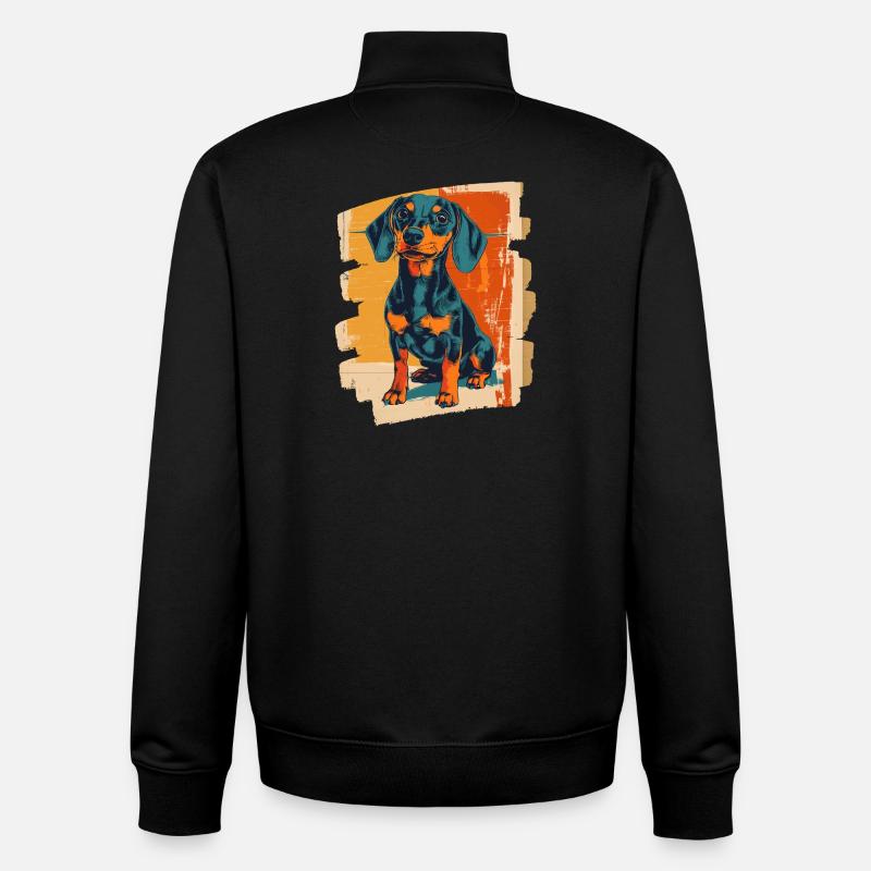 Teckel Dackel - Sweat zippé unisexe en coton bio Stanley/Stella - noir