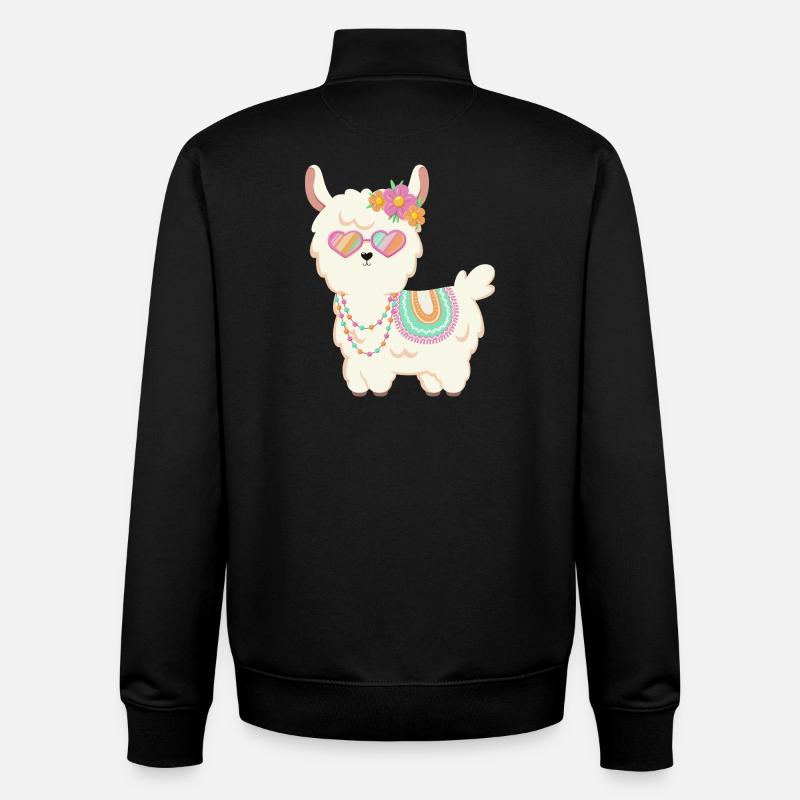 Süßes Lama Sommer - Unisex Organic Zip Sweatshirt von Stanley/Stella - Schwarz
