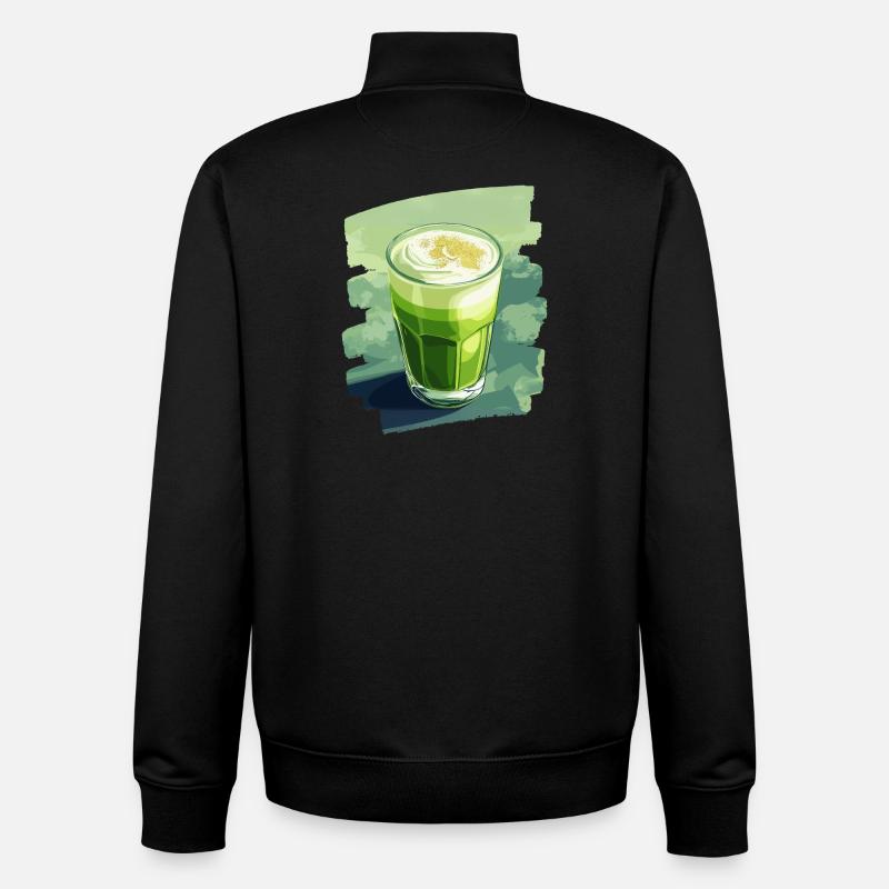 Matcha Latte Lover Thé vert - Sweat zippé unisexe en coton bio Stanley/Stella - noir