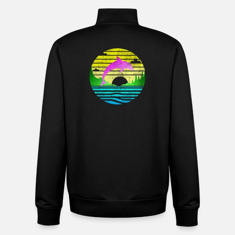 Springender Delfin 2 - Unisex Organic Zip Sweatshirt von Stanley/Stella - Schwarz