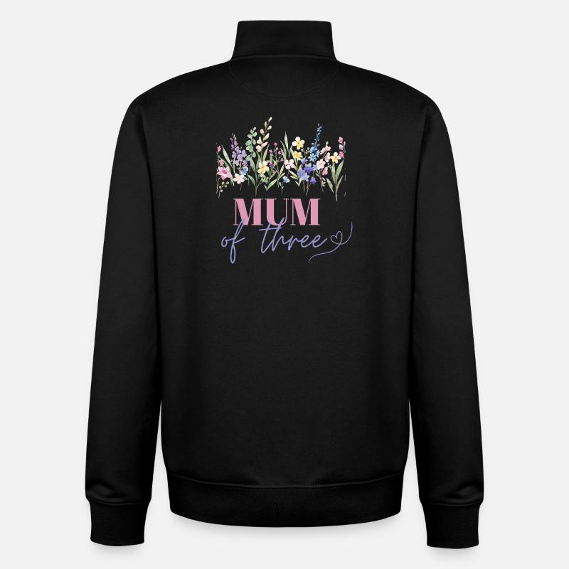 Maman de trois enfants - Sweat zippé unisexe en coton bio Stanley/Stella - noir
