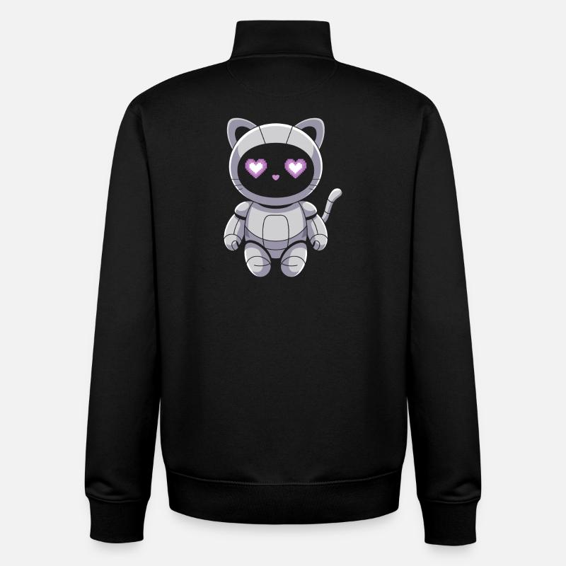 Kuscheliger Katzenroboter mit Herzaugen - Unisex Organic Zip Sweatshirt von Stanley/Stella - Schwarz