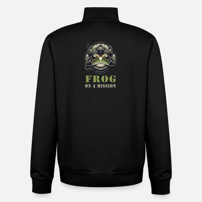Grenouille militaire en action - Sweat zippé unisexe en coton bio Stanley/Stella - noir