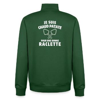 Raclette, Fondue, geschmolzener Käse - Unisex Organic Zip Sweatshirt von Stanley/Stella - Flaschengrün - Hinten - AI Model Male 185 dark (185cm)