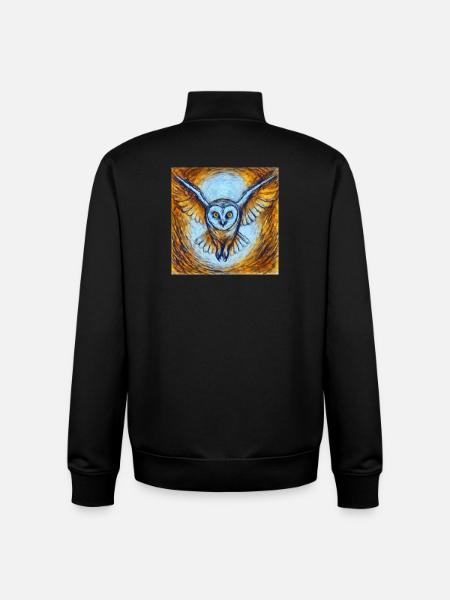 Glowing owl in flight - Unisex Organic Zip Sweatshirt by Stanley/Stella - black