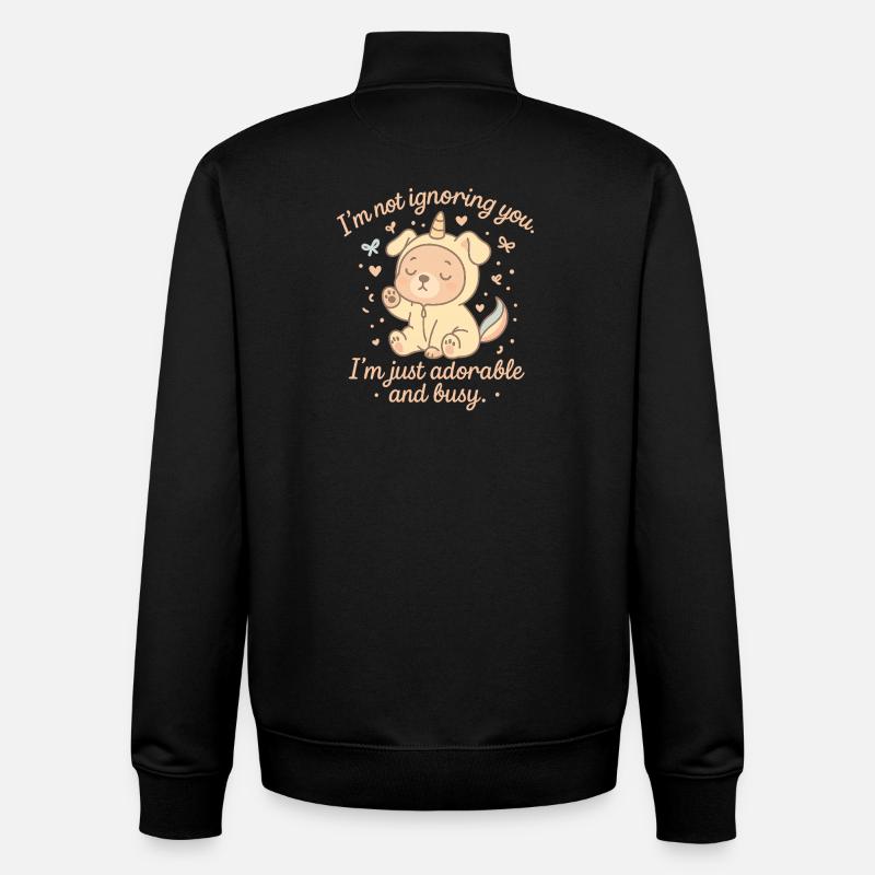 Süßer Einhorn-Welpe mit frechem Spruch - Unisex Organic Zip Sweatshirt von Stanley/Stella - Schwarz