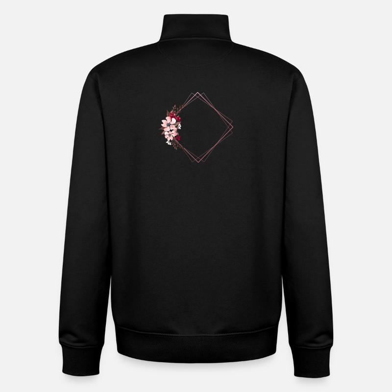 Fleurs dans un cadre rectangulaire / Tons roses - Sweat zippé unisexe en coton bio Stanley/Stella - noir
