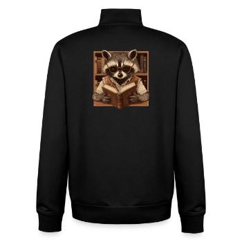 Intelligent raccoon with glasses and book – book - Unisex Organic Zip Sweatshirt by Stanley/Stella - black - Back - AI Model Male 185 light (185cm)