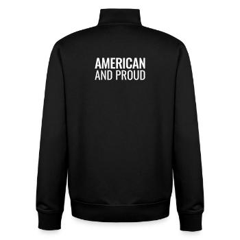 Américain et fier d’être américain aux États-Unis - Sweat zippé unisexe en coton bio Stanley/Stella - noir - Dos - AI Model Male 185 light (185cm)