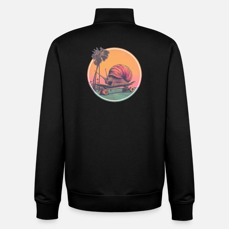 Cool skateboard snail – design rétro réfrigéré - Sweat zippé unisexe en coton bio Stanley/Stella - noir