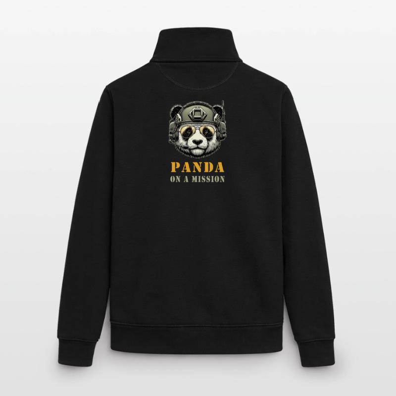 Panda in Mission / Militär Unisex Organic Zip Sweatshirt von Stanley/Stella