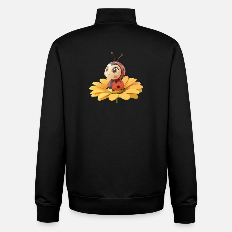 Cute ladybug on a flower - Unisex Organic Zip Sweatshirt by Stanley/Stella - black