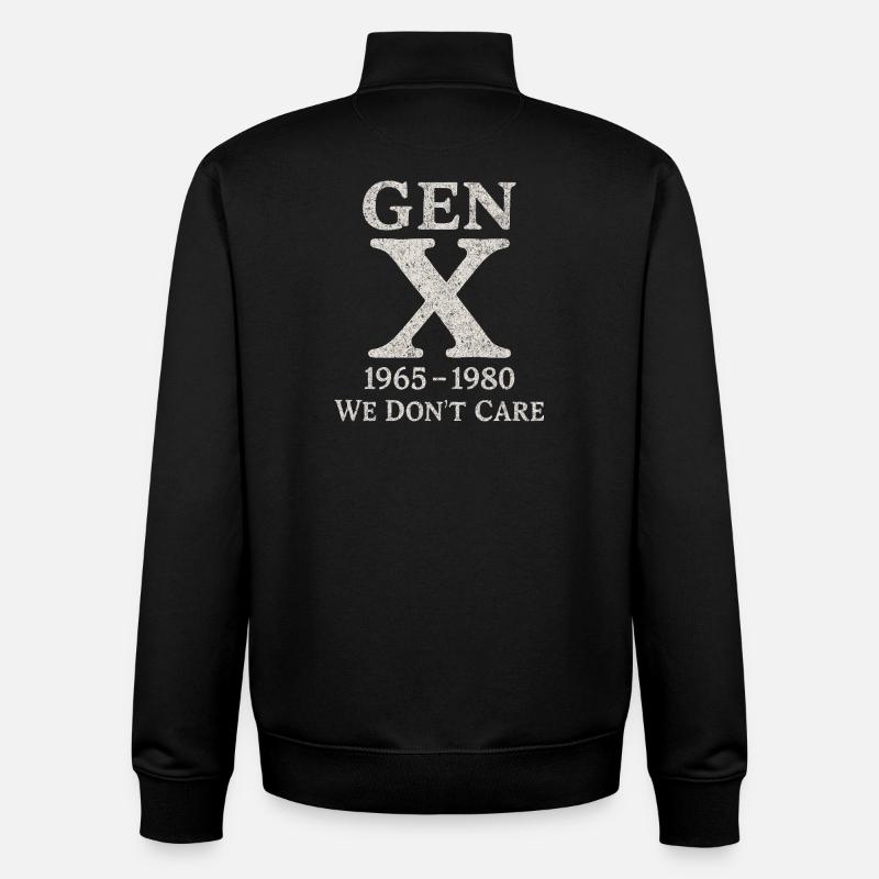 Génération X - On s’en fiche - Sweat zippé unisexe en coton bio Stanley/Stella - noir