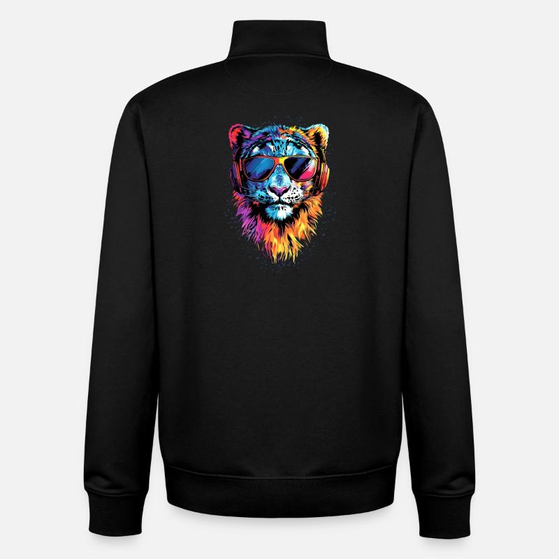 Schneeleopard Panther Raubkatze Großkatze Leopard - Unisex Organic Zip Sweatshirt von Stanley/Stella - Schwarz
