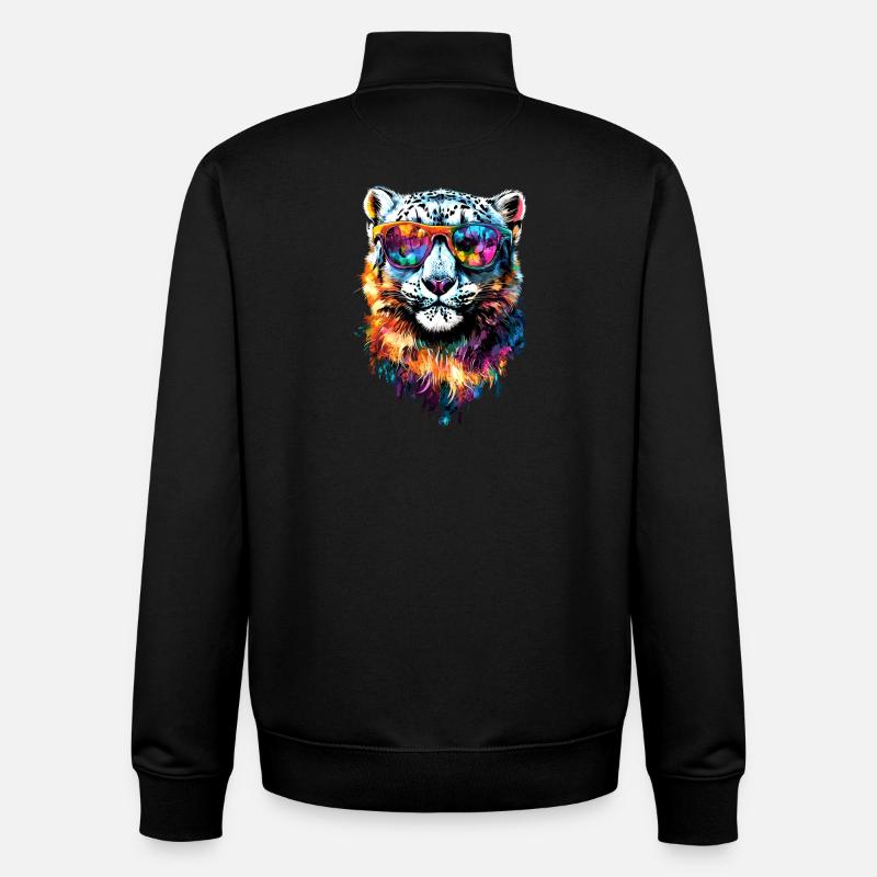 Schneeleopard Panther Raubkatze Großkatze Leopard - Unisex Organic Zip Sweatshirt von Stanley/Stella - Schwarz