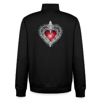 Trachtenbrosche Design mit rotem Juwelmotiv - Unisex Organic Zip Sweatshirt von Stanley/Stella - Schwarz - Hinten - AI Model Male 185 light (185cm)
