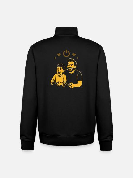 Dad & Kid Gaming - Retro Gamer Vibes - Unisex Organic Zip Sweatshirt by Stanley/Stella - black