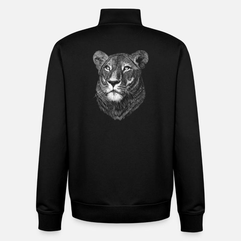 Lionne - Sweat zippé unisexe en coton bio Stanley/Stella - noir