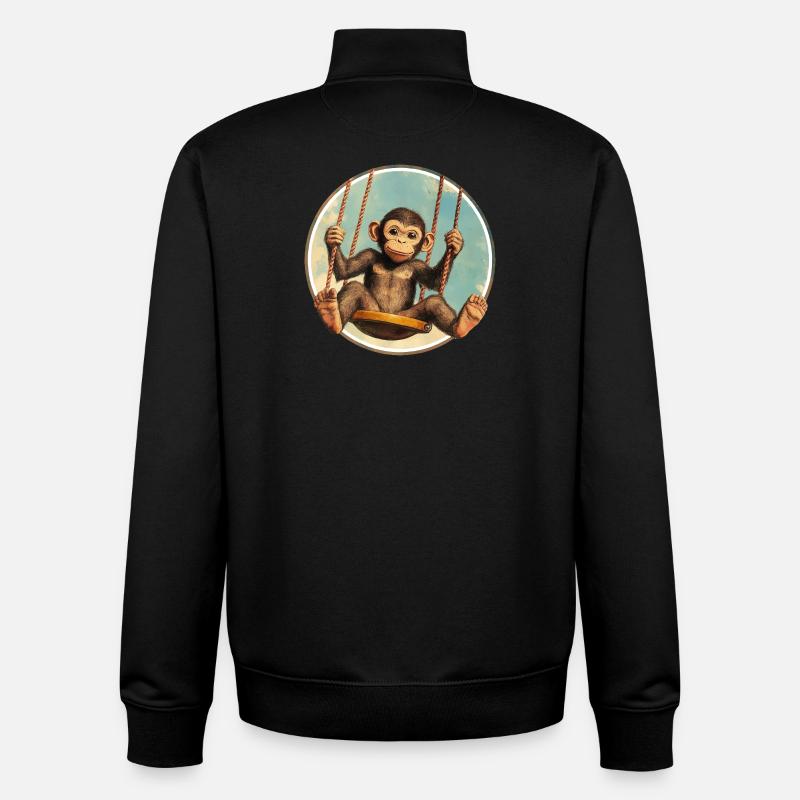 Balançoire de singe – restez détendu ! - Sweat zippé unisexe en coton bio Stanley/Stella - noir