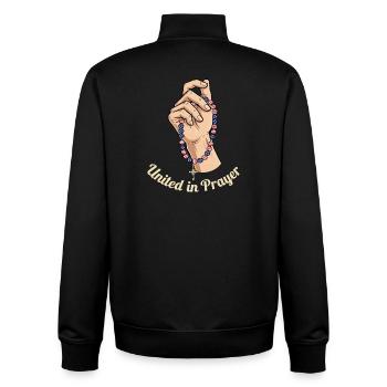 Vereint im Gebet - Unisex Organic Zip Sweatshirt von Stanley/Stella - Schwarz - Hinten - AI Model Male 185 light (185cm)