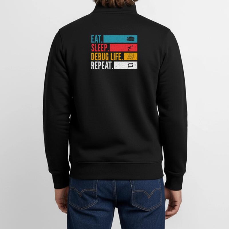 Eat Sleep Debug Repeat Developer Shirt Unisex Organic Zip Sweatshirt by Stanley/Stella