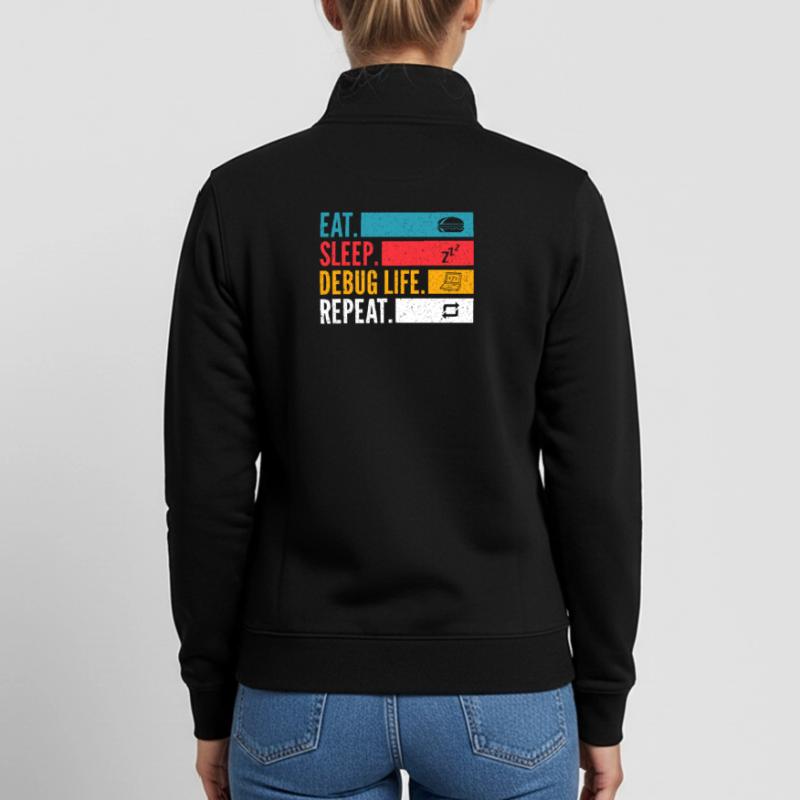 Eat Sleep Debug Repeat Developer Shirt Unisex Organic Zip Sweatshirt by Stanley/Stella