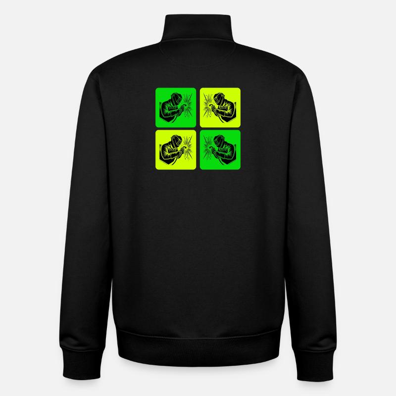 Soudeurs au style rétro - Sweat zippé unisexe en coton bio Stanley/Stella - noir