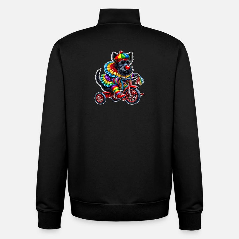 Clown Terrier on Tricycle - Unisex Organic Zip Sweatshirt by Stanley/Stella - black