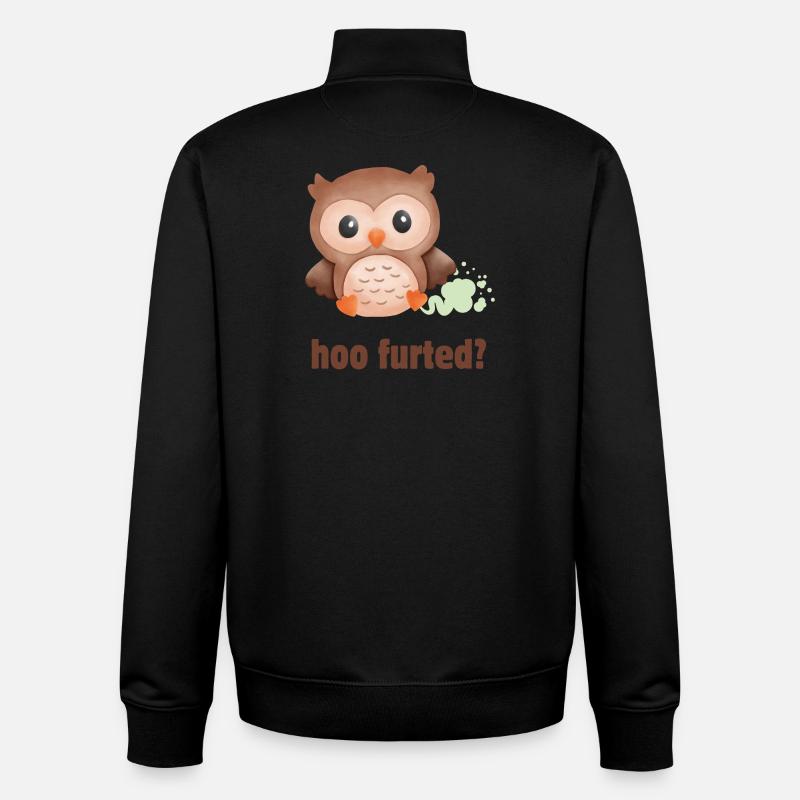 Hoo Furted Owl Jeu de mots - Sweat zippé unisexe en coton bio Stanley/Stella - noir
