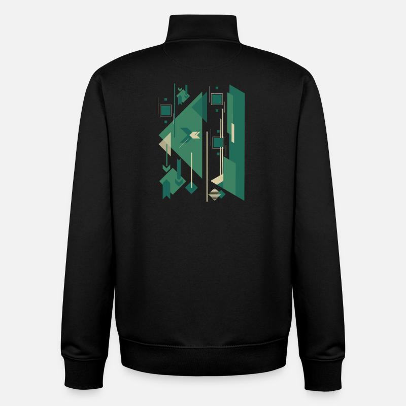 Figure gomtrique abstraite - Sweat zippé unisexe en coton bio Stanley/Stella - noir