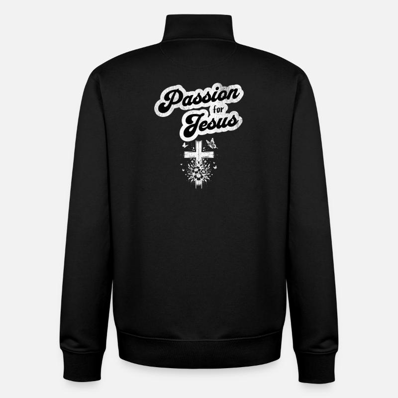 Passion pour Jésus, motif chrétien - Sweat zippé unisexe en coton bio Stanley/Stella - noir